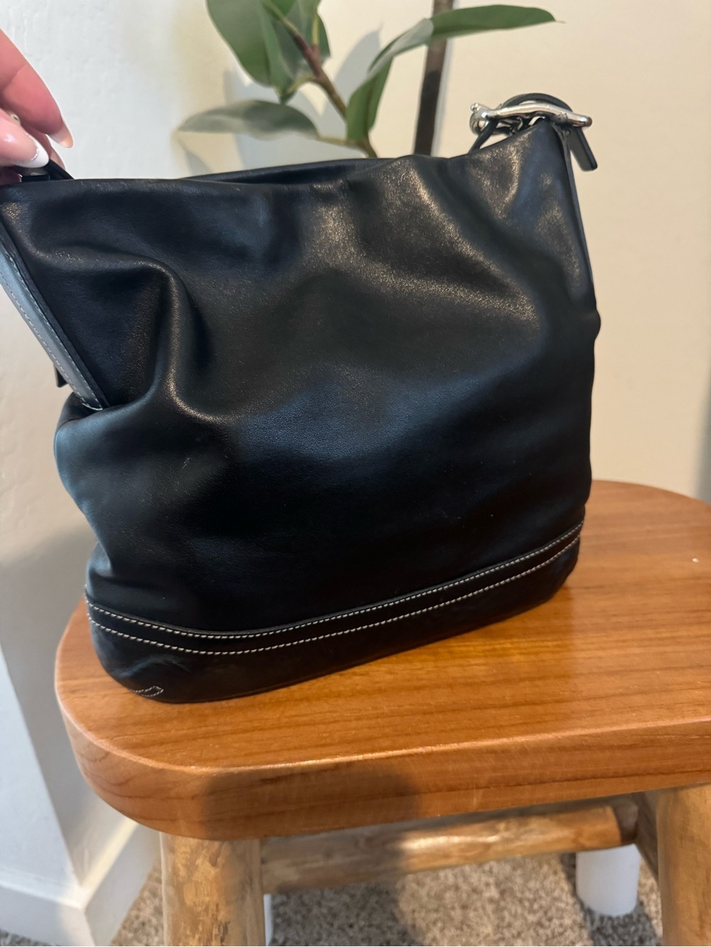 Coach Black Leather Crossbody with Grommet Strap and Tassel - Picture 4 of 6